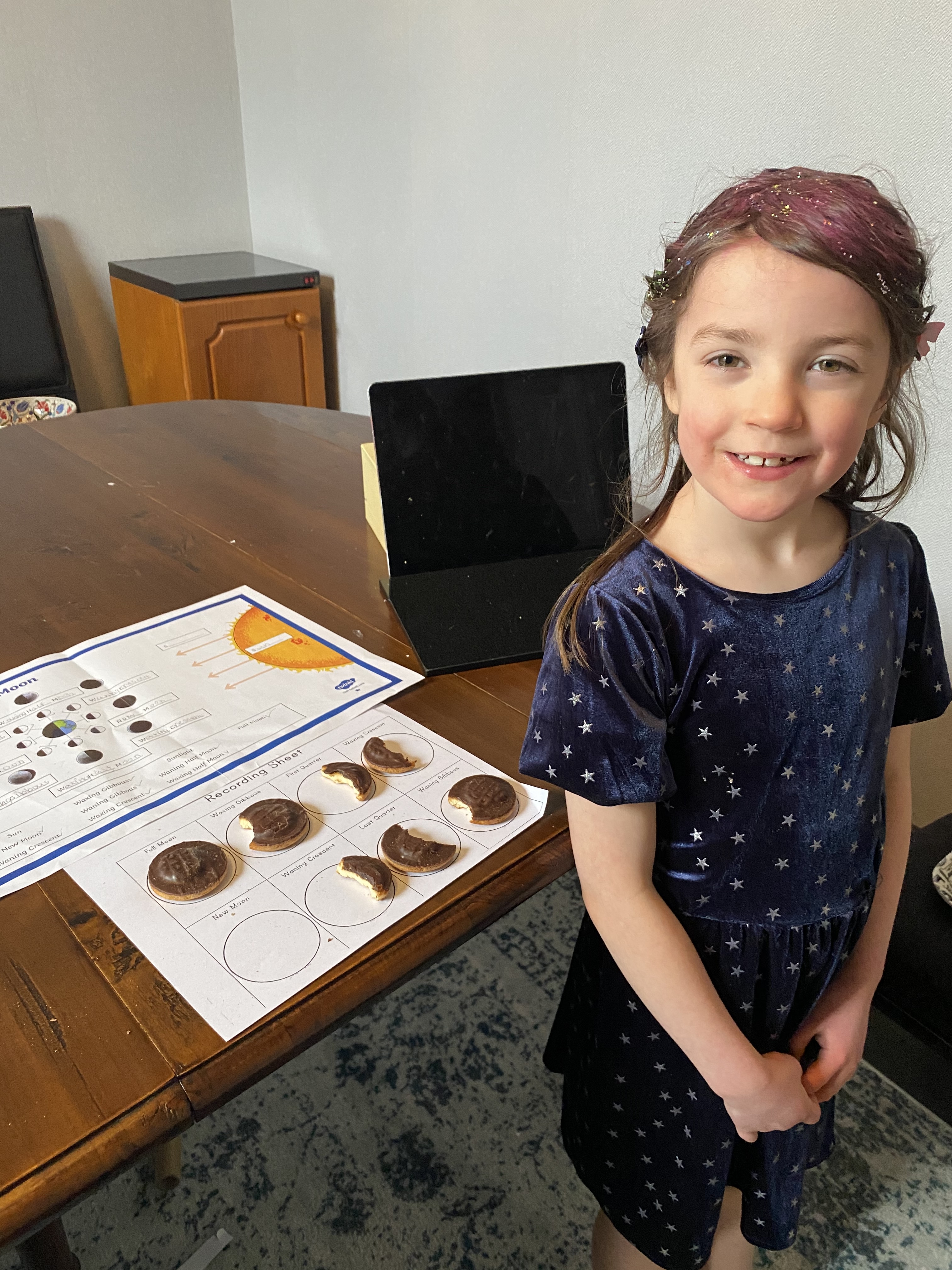 Georgia with her jaffa cakes